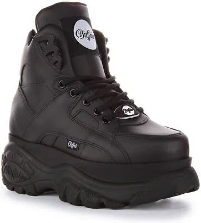Pre-owned Buffalo Vegan Nappa Lace Up Hi Platform Womens Boots Black Us 5 - 11