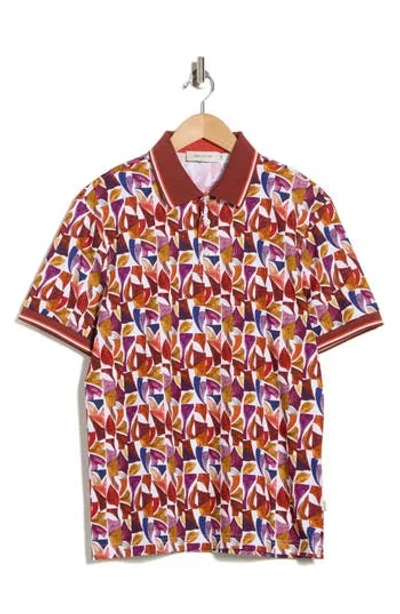 Bugatchi Abstract Pima Cotton Polo In Red