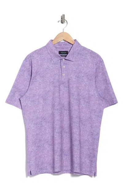 Bugatchi Abstract Print Stretch Cotton Polo In Purple