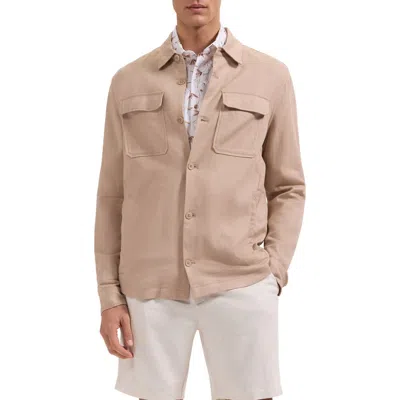 Bugatchi Aerolinen Linen Blend Shirt Jacket In Brown