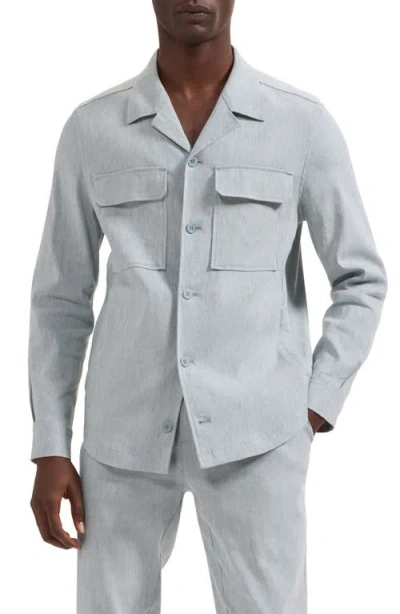 Bugatchi Aerolinen Linen Blend Shirt Jacket In Gray