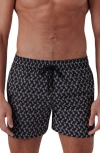 Bugatchi Aircher Mid Length Swim Trunks In Black