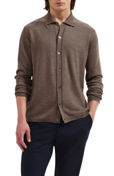 Bugatchi Alistair Merino Wool Cardigan In Brown
