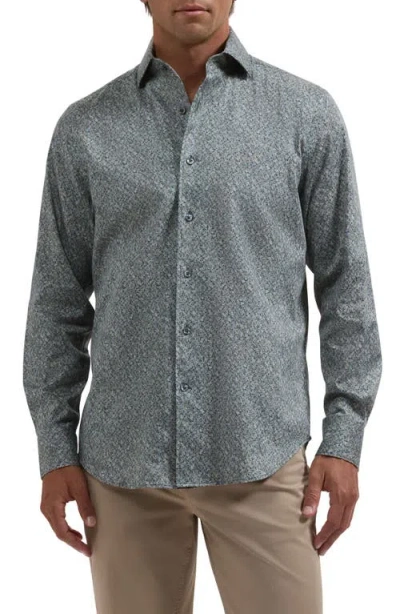 Bugatchi Alvin Shaped Fit Floral Cotton Shirt In Blue