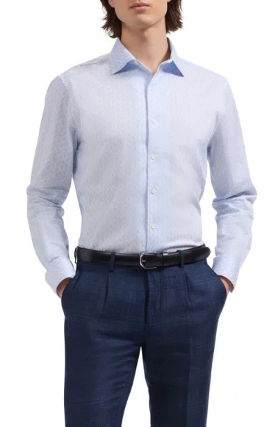 Bugatchi Alvin Shaped Fit Geo Print Button-up Shirt In Blue