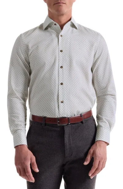 Bugatchi Alvin Shaped Fit Geo Print Button-up Shirt In Gray