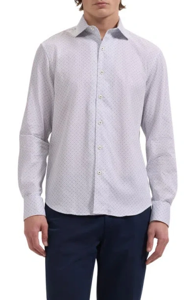 Bugatchi Alvin Shaped Fit Geo Print Button-up Shirt In White