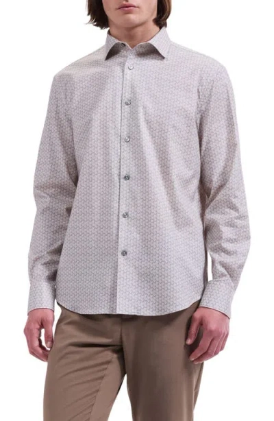Bugatchi Alvin Shaped Fit Geo Print Button-up Shirt In Neutral