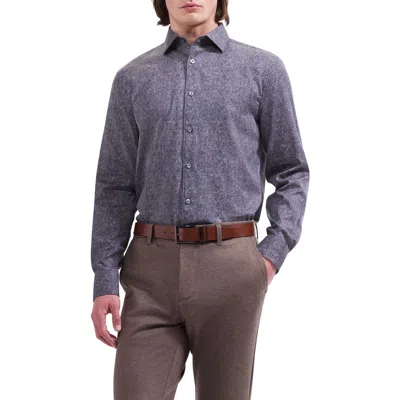 Bugatchi Alvin Shaped Fit Herringbone Cotton Shirt In Purple
