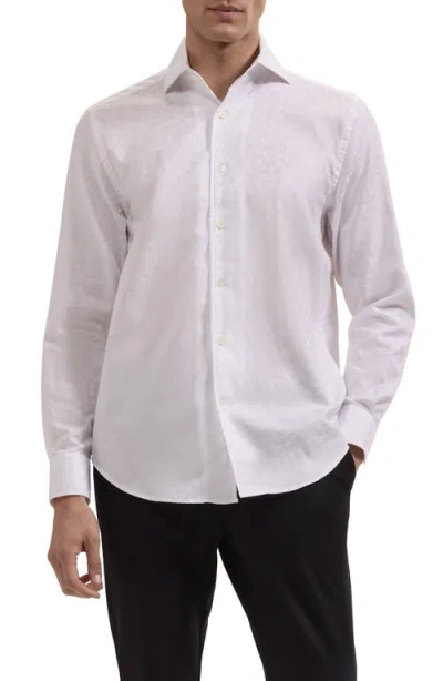Bugatchi Alvin Shaped Fit Jacquard Button-up Shirt In White