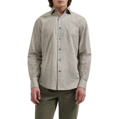 Bugatchi Alvin Shaped Fit Long Sleeve Cotton Shirt In Green