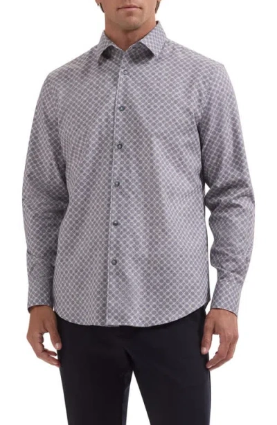 Bugatchi Alvin Shaped Fit Long Sleeve Shirt In Blue
