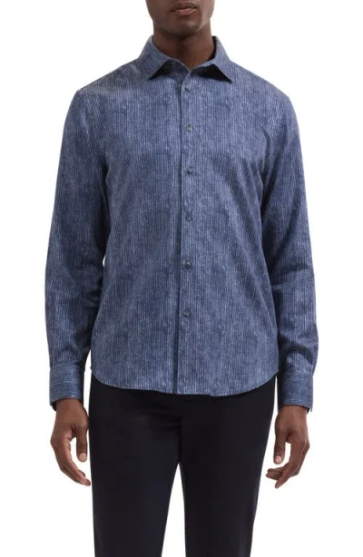 Bugatchi Alvin Shaped Fit Long Sleeve Woven Shirt In Blue