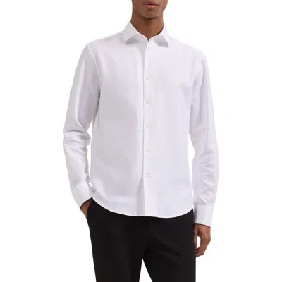 Bugatchi Alvin Shaped Fit Mini Check Button-up Shirt In White