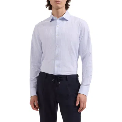 Bugatchi Alvin Shaped Fit Mini Check Button-up Shirt In Blue