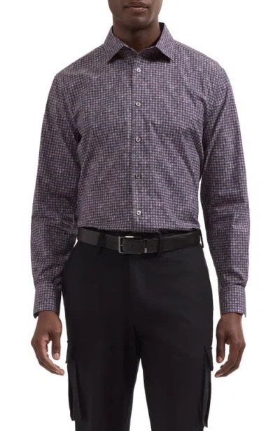 Bugatchi Alvin Shaped Fit Print Button-up Shirt In Gray