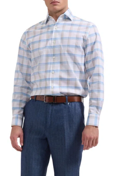 Bugatchi Alvin Trim Fit Plais Cotton Button-up Shirt In Brown