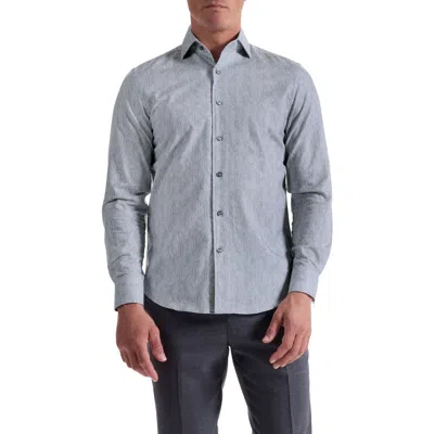 Bugatchi Alvin Trim Fit Shadow Paisley Cotton Button-up Shirt In Gray