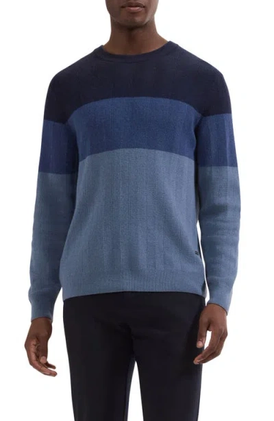 Bugatchi Aran Rib Crewneck Sweater In Blue