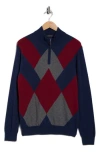Bugatchi Argyle Quarter Zip Sweater In Multi