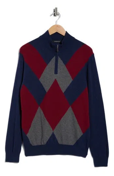Bugatchi Argyle Quarter Zip Sweater In Multi