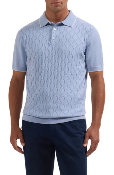 Bugatchi Argyle Short Sleeve Polo Sweater In Blue
