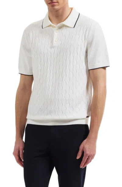 Bugatchi Argyle Short Sleeve Polo Sweater In White
