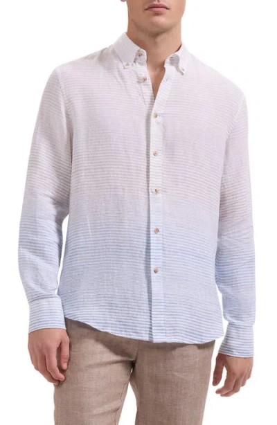 Bugatchi Austin Shaped Fit Gradient Stripe Linen Button-down Shirt In Multi