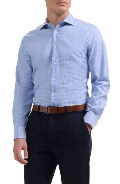 Bugatchi Axel Check Jacquard Cotton Button-up Shirt In Blue