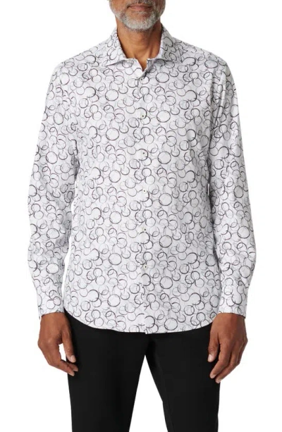 Bugatchi Axel Circle Print Stretch Button-up Shirt In Black