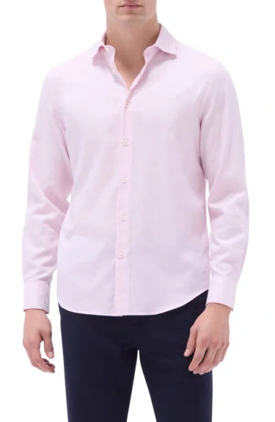 Bugatchi Axel Floral Jacquard Cotton Button-up Shirt In Dusty Pink