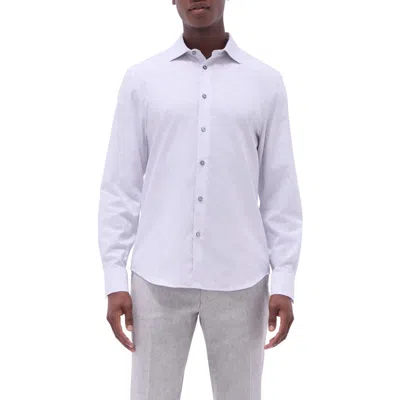 Bugatchi Axel Floral Jacquard Shaped Fit Button-up Shirt In Platinum