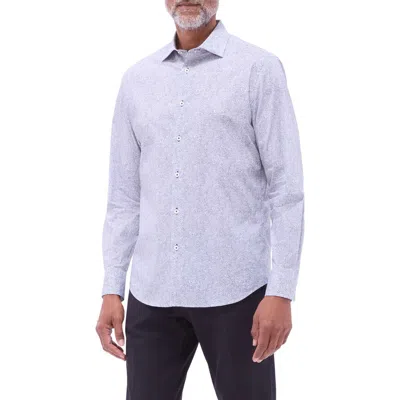 Bugatchi Axel Floral Shaped Fit Stretch Cotton Button-up Shirt In Black