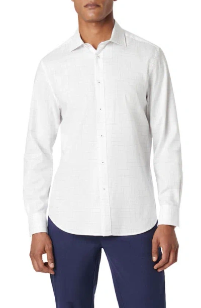 Bugatchi Axel Geo Print Stretch Button-up Shirt In White