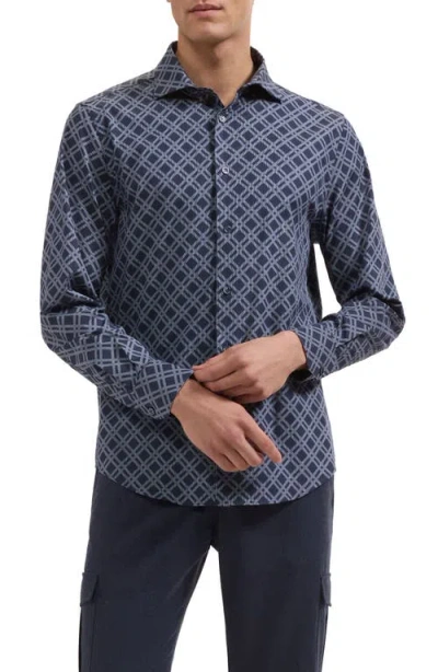 Bugatchi Axel Geometric Long Sleeve Shirt In Blue