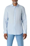 Bugatchi Axel Linen Button-up Shirt In Blue
