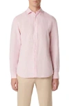 Bugatchi Axel Linen Button-up Shirt In Pink