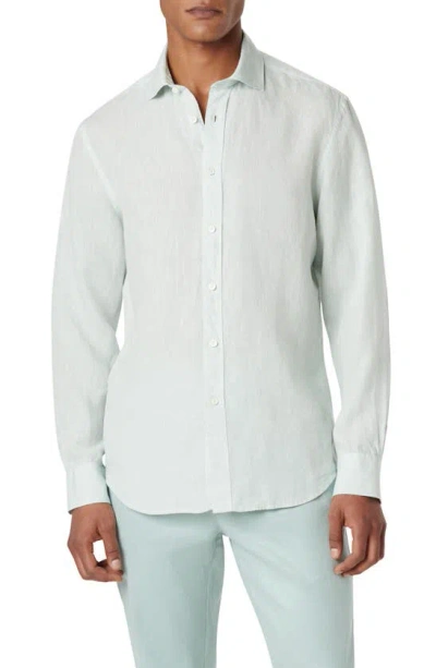 Bugatchi Axel Linen Button-up Shirt In Seafoam