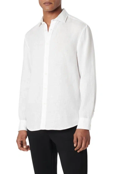 Bugatchi Axel Linen Button-up Shirt In White