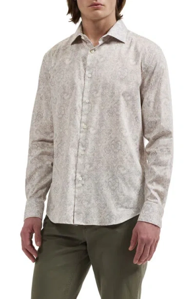 Bugatchi Axel Long Sleeve Patterned Shirt In Neutral