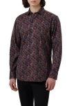 Bugatchi Axel Shaped Fit Abstract Print Stretch Cotton Button-up Shirt In Jade