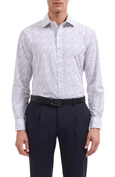 Bugatchi Axel Shaped Fit Crosshatch Print Cotton Button-up Shirt In Multi