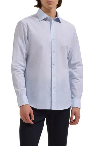 Bugatchi Axel Shaped Fit Filigree Print Cotton Button-up Shirt In Blue