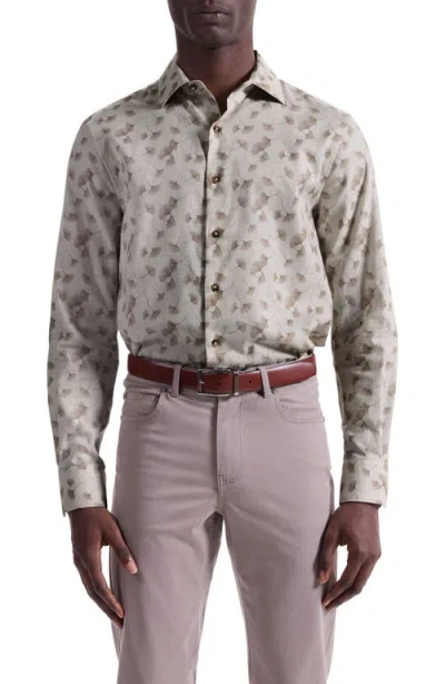Bugatchi Axel Shaped Fit Floral Button-up Shirt In Gray