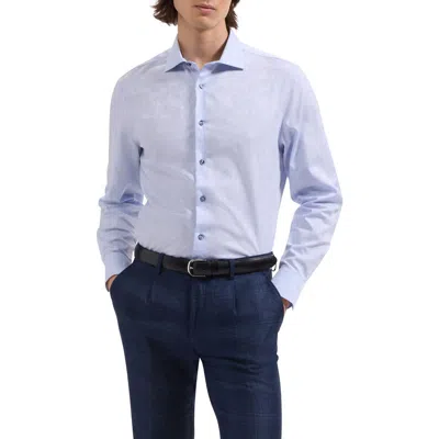 Bugatchi Axel Shaped Fit Floral Jacquard Button-up Shirt In Blue