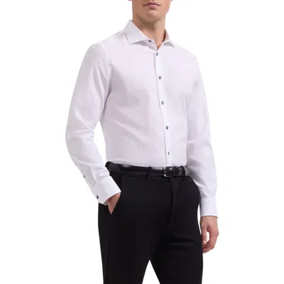 Bugatchi Axel Shaped Fit Floral Jacquard Button-up Shirt In White