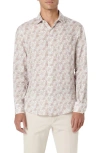 Bugatchi Axel Shaped Fit Floral Linen Button-up Shirt In Caramel