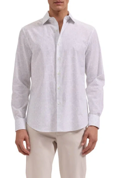 Bugatchi Axel Shaped Fit Geo Print Cotton Button-up Shirt In White