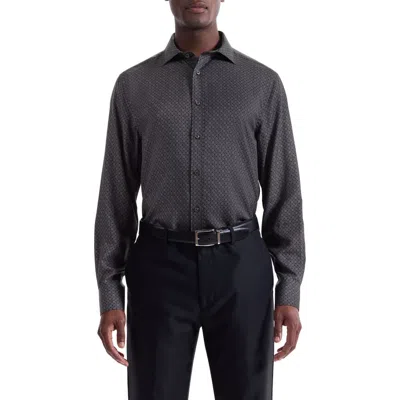 Bugatchi Axel Shaped Fit Geo Print Lyocell Button-up Shirt In Gray