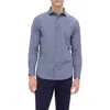 Bugatchi Axel Shaped Fit Geo Print Stretch Button-up Shirt In Navy
